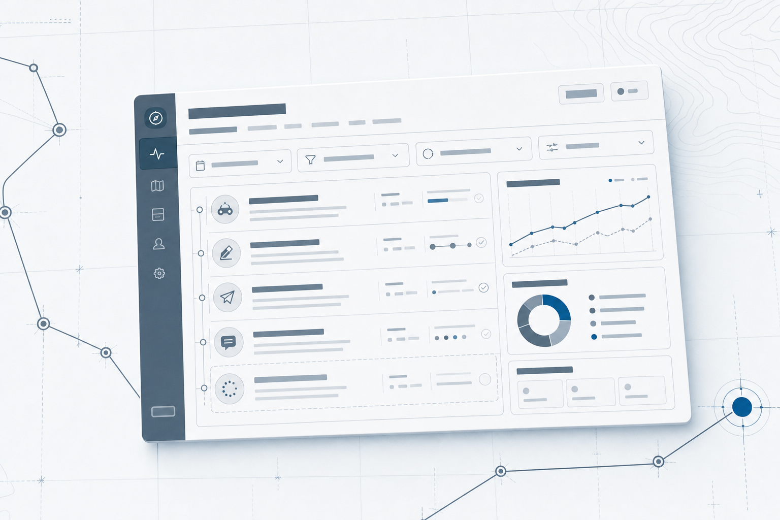 Product-interface illustration for the app activity page of PathWolf