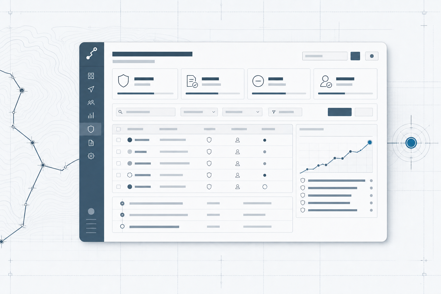 Product-interface illustration for the app compliance page of PathWolf